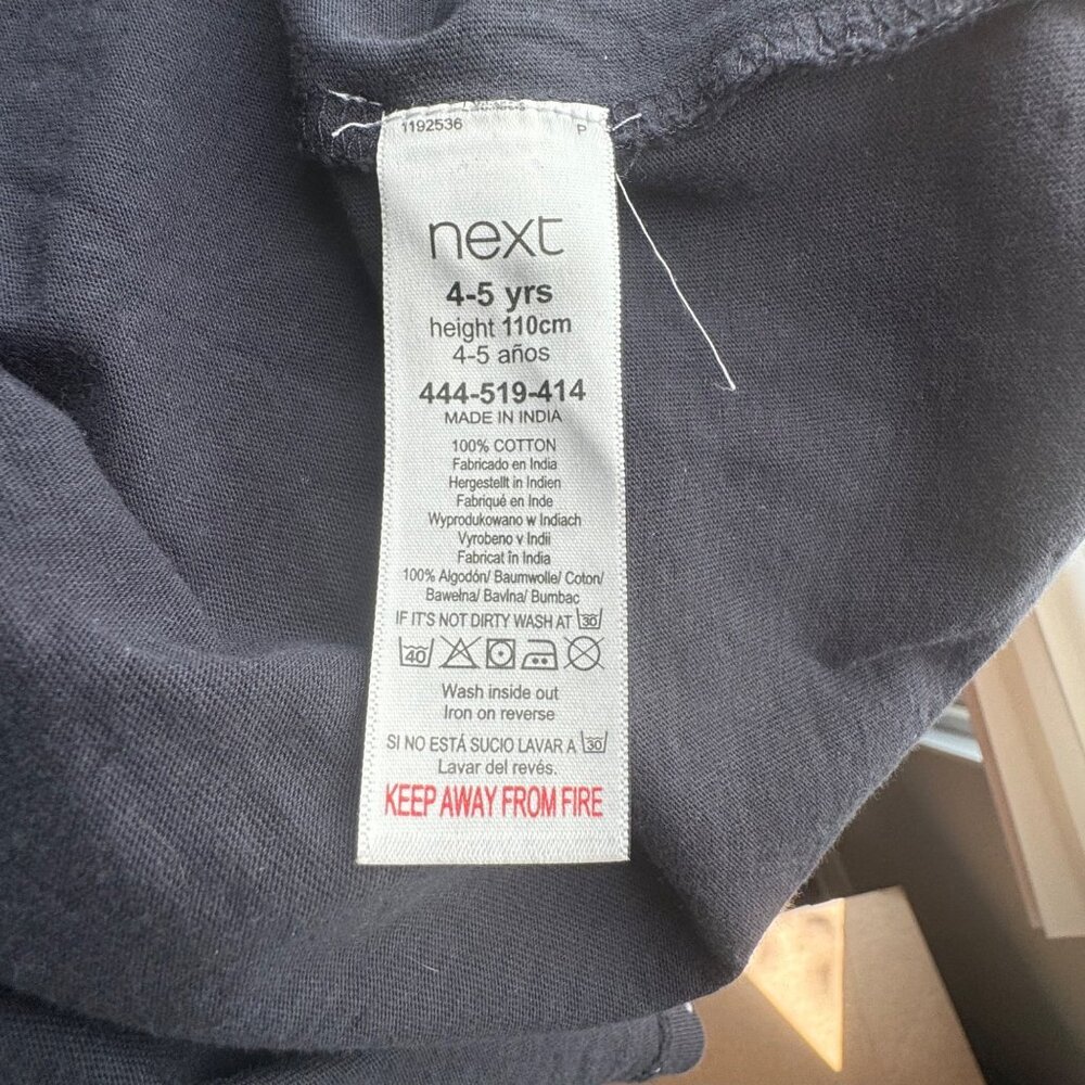 NEXT UK Smocked Polka Dot Dress Girls 4-5 4T 5T Gray Smocking Scalloped Collar - Picture 6 of 6